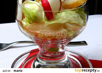 Ledový salát s uzeným pangasem a ředkvičkami