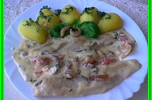 Štikozubec(mořská štika)v bazalkovo-rajčatové peřince