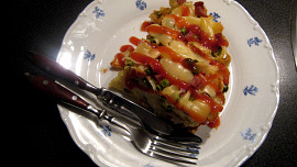 Zapečené těstoviny s hráškem