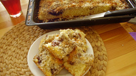 Rychlý koláč s ovocem z jogurtu, tvarohu, máku  a kokosu