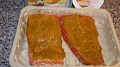 Losos v zálivce z citronu a  citronového pepře - (i dietní verze), Potřený losos a použité tuky