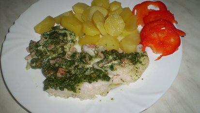 Pangasius zapečený se špenátem