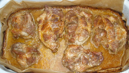 Římovské maso pod sýrovou poklicí, upečeno