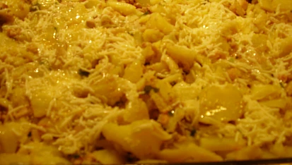 Zapečené brambory s hlívou ústřičnou a s mletým masem