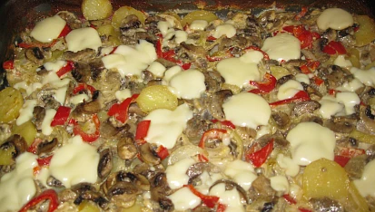 Zapečené brambory se žampiony