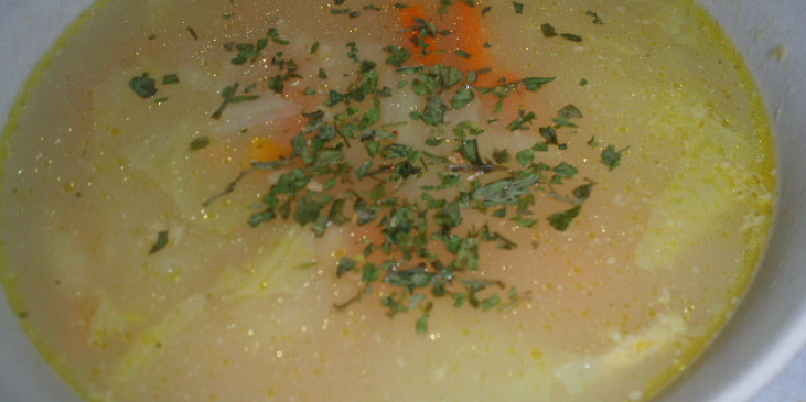Polévka z čínského zelí s ovesnými vločkami