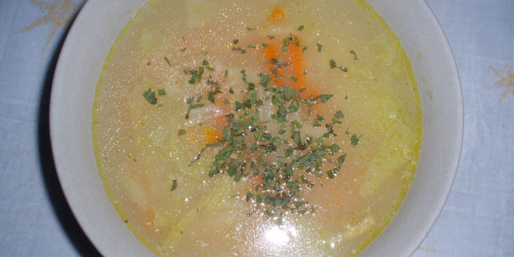 Polévka z čínského zelí s ovesnými vločkami