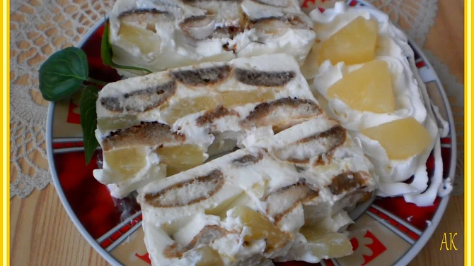 Nepečený tvarohový zákusek s ananasem, Nepečený tvarohový zákusek s ananasem