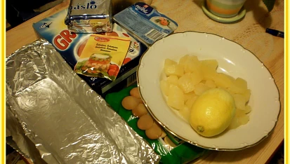 Nepečený tvarohový zákusek s ananasem, použité suroviny