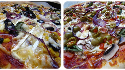 Žampionová a hermelínová pizza