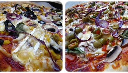 Žampionová a hermelínová pizza