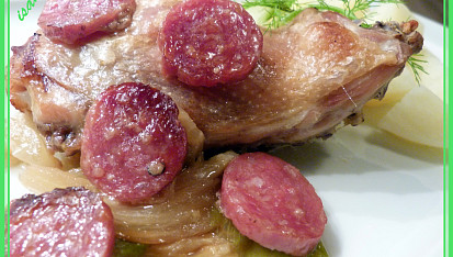 Kuřecí čtvrtky s fenyklem a chorizem