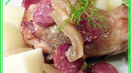 Kuřecí čtvrtky s fenyklem a chorizem