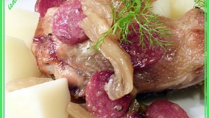 Kuřecí čtvrtky s fenyklem a chorizem