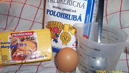 Škebličky, suroviny na těsto