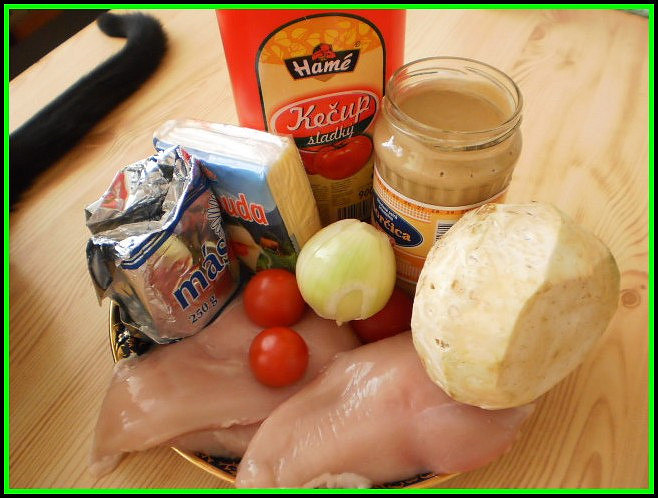 Kuřecí prsa na másle pod celerovou peřinkou, použité suroviny