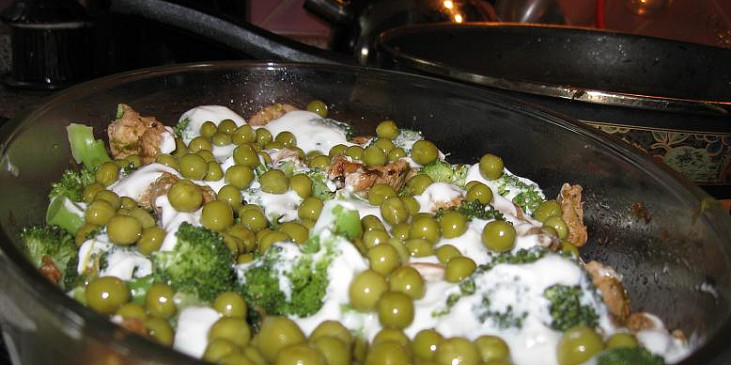 Zapékané kuřecí maso s brokolicí (Zakapeme bílým jogurtem a můžeme posypat i…)