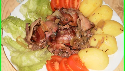 Krůtí játra ve slanině na černém pivu