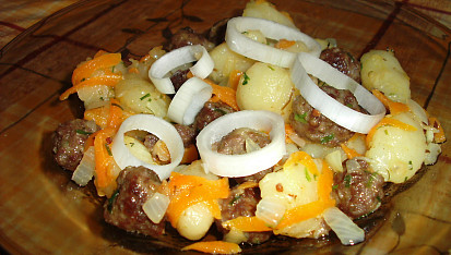 Gnocchi s kuličkami z hovězího mletého masa a mrkví