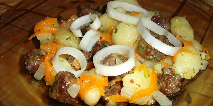 Gnocchi s kuličkami z hovězího mletého masa a mrkví
