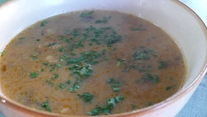 Bakoňská houbová polévka, Hotová polévka