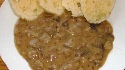Vepřové na houbách podle mého manžela, omáčka co vařil manžel