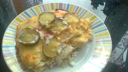 Okurkové lasagne s riccotou, s anglickou a sýrem pro tátu :)