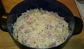 Gnocchi aneb noky se špenátem a slaninkou, šup s tím do trouby