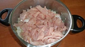 Kuřecí nudličky na cibuli a rajčatech