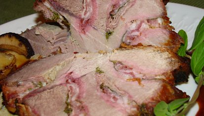 Italské  vepřové  plněné karé v hřibovém krému / Arista di maiale ai porcini