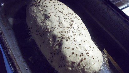 Domácí chleba s vůní saturejky, chleba připravený k pečení...