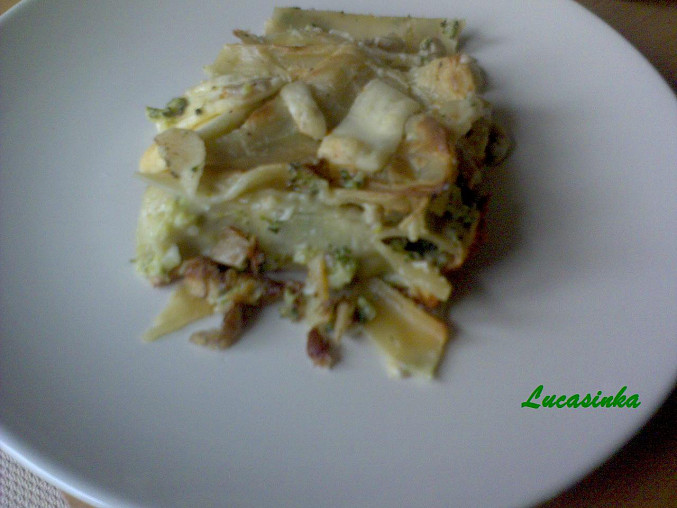 Lasagne s brokolici a hlivou