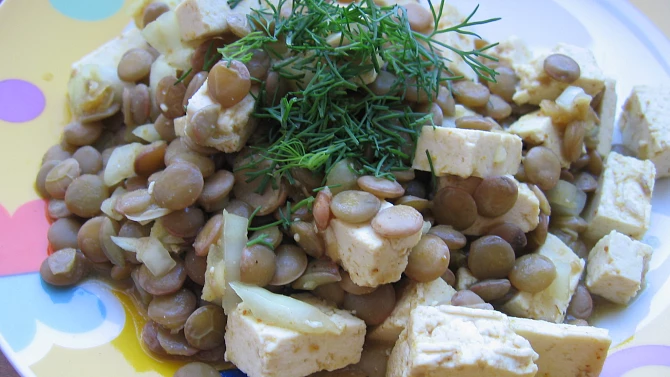 Salát z čočky a tofu