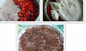 Čoko-malinový/jahodový dort (vrstvení dortu (stěny vyloženy igelitem))