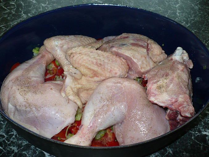 Kuře na zelenině s bramborovým knedlíkem