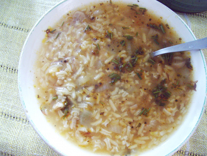 Mateřídoušková polévka s hlívou a rýží, Mateřídoušková polévka s hlívou a rýží