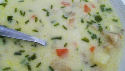 Smetanovo-sýrová polévka s hlívou, detail...