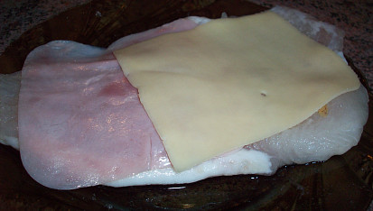 Plněné kapsy z pangasia, pangasius se šunkou a sýrem