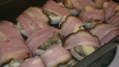 Zapečené žampiony s anglickou slaninou