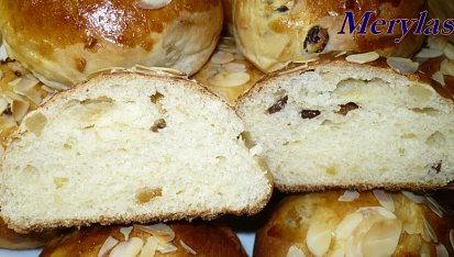 Sladké kynuté bochánky s majonézou, Na řezu.
