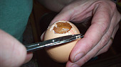 Želatinová vajíčka, stříhání otvoru