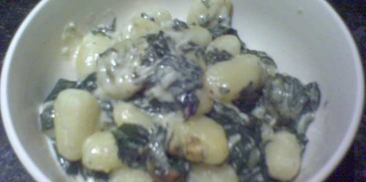 Gnocchi se špenátem a plísňovým sýrem