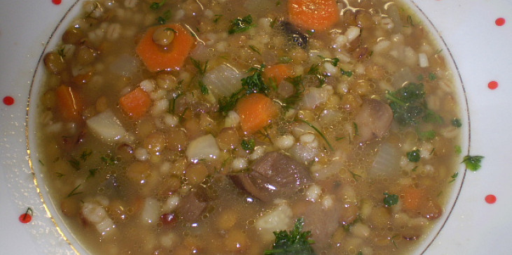 Čočkovo-kroupová polévka s houbami (Čočkovo-kroupová polévka s houbami)