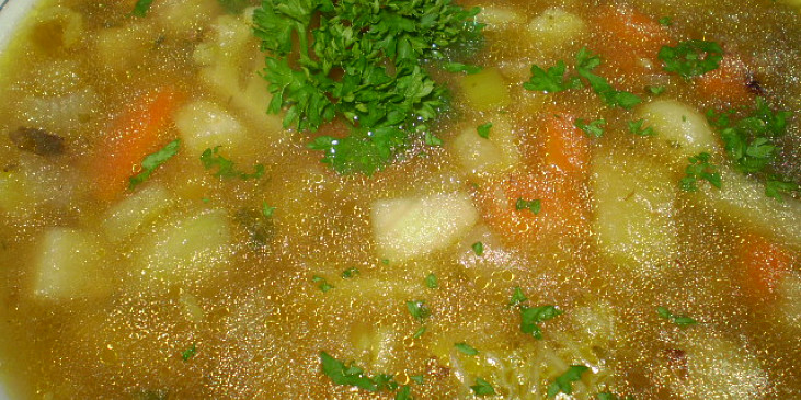 Zeleninovo-pohanková polévka s houbama