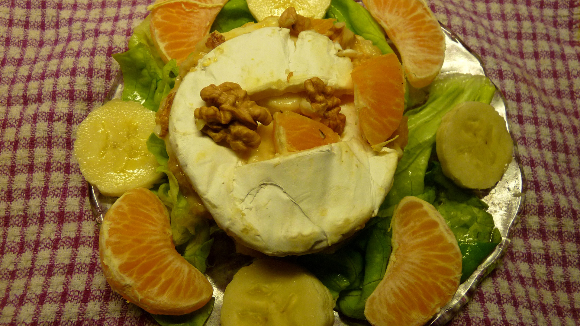 Hermelín plněný mandarinkou a banánem