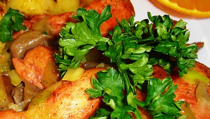 Kuřecí nudle Tandoori masala s hlívou a pórkem, Kuřecí nudle Tandoori masala s hlívou a pórkem