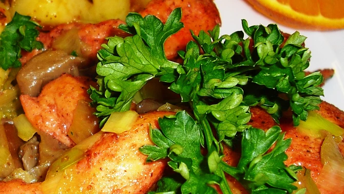Kuřecí nudle Tandoori masala s hlívou a pórkem, Kuřecí nudle Tandoori masala s hlívou a pórkem