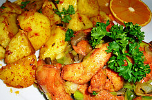Kuřecí nudle Tandoori masala s hlívou a pórkem