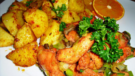 Kuřecí nudle Tandoori masala s hlívou a pórkem