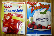 Použitý pudink a ovocné želé